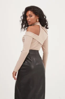 Alondra Ruched Faux Leather Midi Skirt -Larana Style Shop ACS9082 BLACK 6 scaled