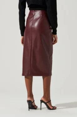 Melody Faux Leather Midi Skirt -Larana Style Shop ACS9099 WINE 0923 scaled