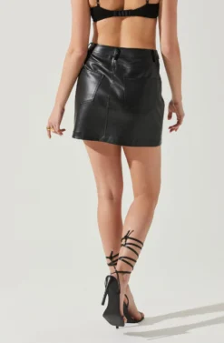 Ezra Faux Leather Mini Skirt 10 Ezra Faux Leather Mini Skirt -Larana Style Shop ACS9135 BLACK 6 scaled