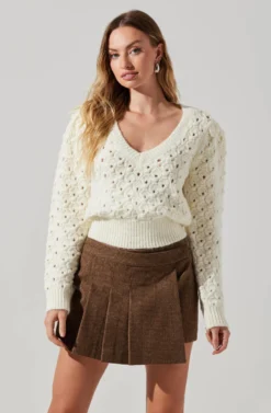 Theodora Pleated Mini Skirt -Larana Style Shop ACS9141 BROWN 3 scaled