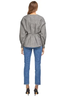 Bonnie Blouse -Larana Style Shop ACT13856 GREY PLAID 03 scaled