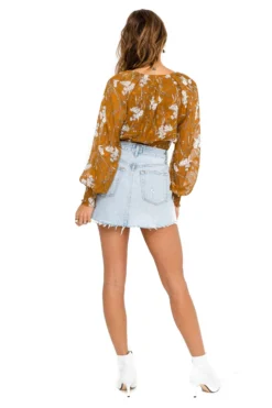 Smocked Wrap Front Floral Top -Larana Style Shop ACT15366 CARAMEL ORANGE FLORAL 03 scaled