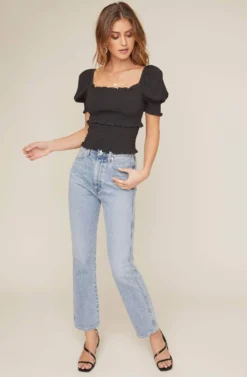 Glenna Smocked Top 19 Glenna Smocked Top -Larana Style Shop ACT15411 BLACK 1 2 A scaled