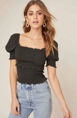 Glenna Smocked Top 18 Glenna Smocked Top -Larana Style Shop ACT15411 BLACK 2 2 A scaled