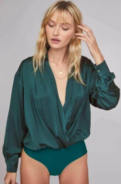 Yvette Wrap Bodysuit 19 Yvette Wrap Bodysuit -Larana Style Shop ACT15601B SPRUCE GREEN 5 scaled