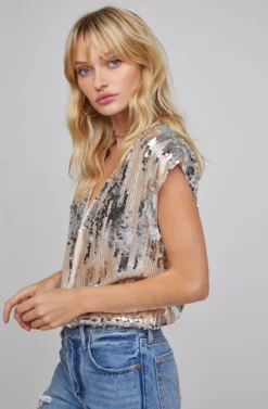 Spritzer Sequin Bodysuit -Larana Style Shop ACT15636 CHAMPAGNE SEQUIN 3 scaled