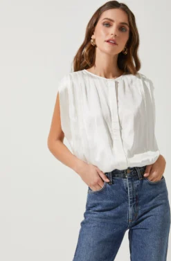 Naoko Pleated Sleeveless Top -Larana Style Shop ACT16679 WHITE 2 scaled