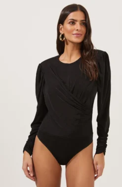 Beckinsale Draped Long Sleeve Bodysuit -Larana Style Shop ACT16782 BLACK 6 scaled