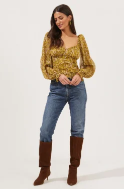 Concord Floral Long Sleeve Top -Larana Style Shop ACT16819 MUSTARDMULTIDITSY 2 scaled