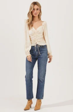Love Song Ruched Frill Puff Sleeve Top 16 Love Song Ruched Frill Puff Sleeve Top -Larana Style Shop ACT16830B IVORY 1 scaled