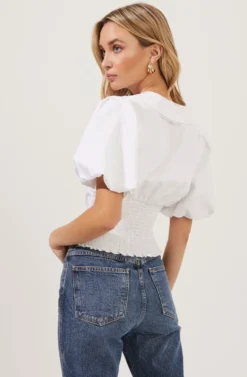 Maiden Lace Trim Collar Top -Larana Style Shop ACT16853 WHITE 5 scaled