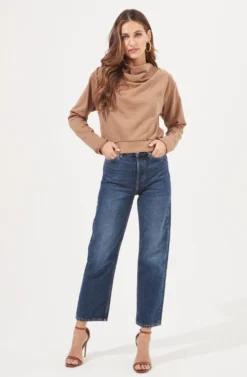 Alessi Cowl Neck Sweatshirt 21 Alessi Cowl Neck Sweatshirt -Larana Style Shop ACT16859 TAUPE 1 scaled