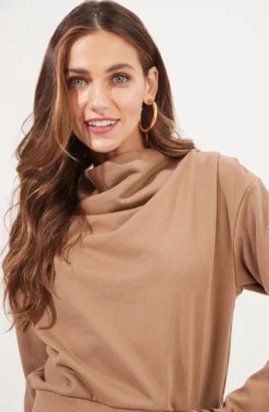 Alessi Cowl Neck Sweatshirt 22 Alessi Cowl Neck Sweatshirt -Larana Style Shop ACT16859 TAUPE 3 scaled
