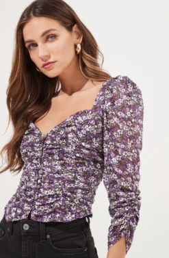 Colima Floral Ruched Top 10 Colima Floral Ruched Top -Larana Style Shop ACT16868 PURPLEMULTI 4 scaled