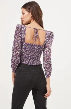 Colima Floral Ruched Top 11 Colima Floral Ruched Top -Larana Style Shop ACT16868 PURPLEMULTI 6 scaled