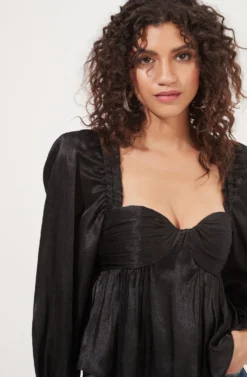 Irene Sweetheart Puff Sleeve Peplum Top -Larana Style Shop ACT16894 BLACKSHINE 4 scaled