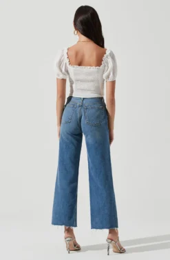 Empress Ruched Hook And Eye Puff Sleeve Top -Larana Style Shop ACT17014SL WHITE 1687 scaled