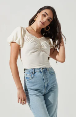 Delano Off Shoulder Puff Sleeve Top -Larana Style Shop ACT17104 WHITE 2 scaled