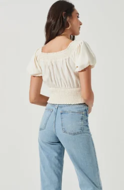 Delano Off Shoulder Puff Sleeve Top -Larana Style Shop ACT17104 WHITE 4 scaled
