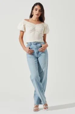 Delano Off Shoulder Puff Sleeve Top -Larana Style Shop ACT17104 WHITE 5 scaled
