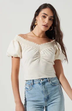 Delano Off Shoulder Puff Sleeve Top