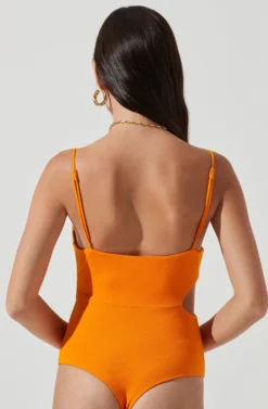 Beach Day Side Cutout Bodysuit -Larana Style Shop ACT17172 NEONORANGE 1390 scaled