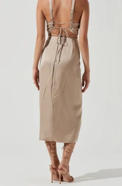 Robin Tie Waist Cutout Midi Skirt -Larana Style Shop ACT17181 KHAKI 1947 scaled
