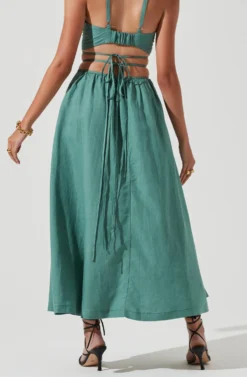 Divine Tie Waist Maxi Skirt -Larana Style Shop ACT17191 DARKSAGE 1209 scaled