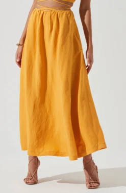 Divine Tie Waist Maxi Skirt -Larana Style Shop ACT17191 MARIGOLD 0269 scaled