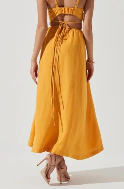 Divine Tie Waist Maxi Skirt -Larana Style Shop ACT17191 MARIGOLD 0271 scaled