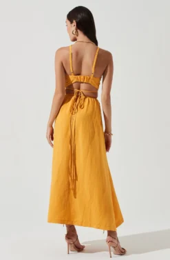 Divine Tie Waist Maxi Skirt -Larana Style Shop ACT17191 MARIGOLD 0275 scaled