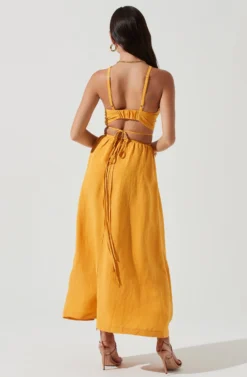Divine Tie Waist Maxi Skirt -Larana Style Shop ACT17191 MARIGOLD 0277 scaled