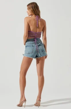 Cabana Crochet Halter Crop Top -Larana Style Shop ACT17207 BROWN PURPLESTRIPES 1700 scaled