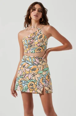 Covina Tropical Print Mini Skirt -Larana Style Shop ACT17209 TROPICALPAPAYA 0025 scaled