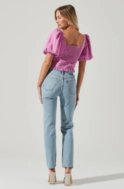 Forever Yours Lace Trimmed Puff Sleeve Top -Larana Style Shop ACT17215 PINKORCHID 1714 scaled