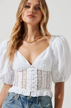 Forever Yours Lace Trimmed Puff Sleeve Top -Larana Style Shop ACT17215 WHITE 1339 scaled