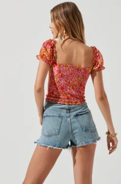 Helena Floral Ruched Top -Larana Style Shop ACT17220 PINKMULTIFLORAL 1406 c88c5cc6 b868 476c 91db 08e0e506c2d5 scaled