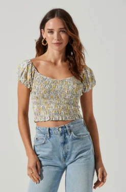 Jemma Floral Smocked Puff Sleeve Top