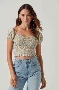Jemma Floral Smocked Puff Sleeve Top 8 Jemma Floral Smocked Puff Sleeve Top -Larana Style Shop ACT17229B YELLOWMULTIFLORAL 4 scaled