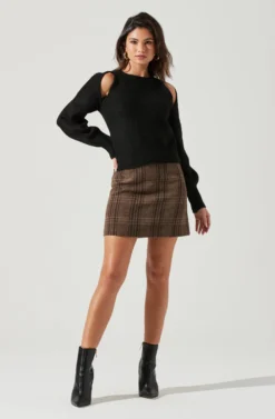 Adira Shoulder Cutout Sweater -Larana Style Shop ACT17301 BLACK 1531 scaled