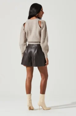 Adira Shoulder Cutout Sweater -Larana Style Shop ACT17301 TAUPE 1234 scaled
