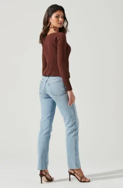 Angelique Ribbed Knit Chain Detail Cardigan -Larana Style Shop ACT17337 BROWN 0112 scaled