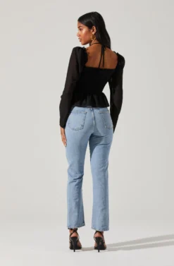 Toni Ruched Halter Long Sleeve Peplum Top 38 Toni Ruched Halter Long Sleeve Peplum Top -Larana Style Shop ACT17339 BLACK 4 scaled