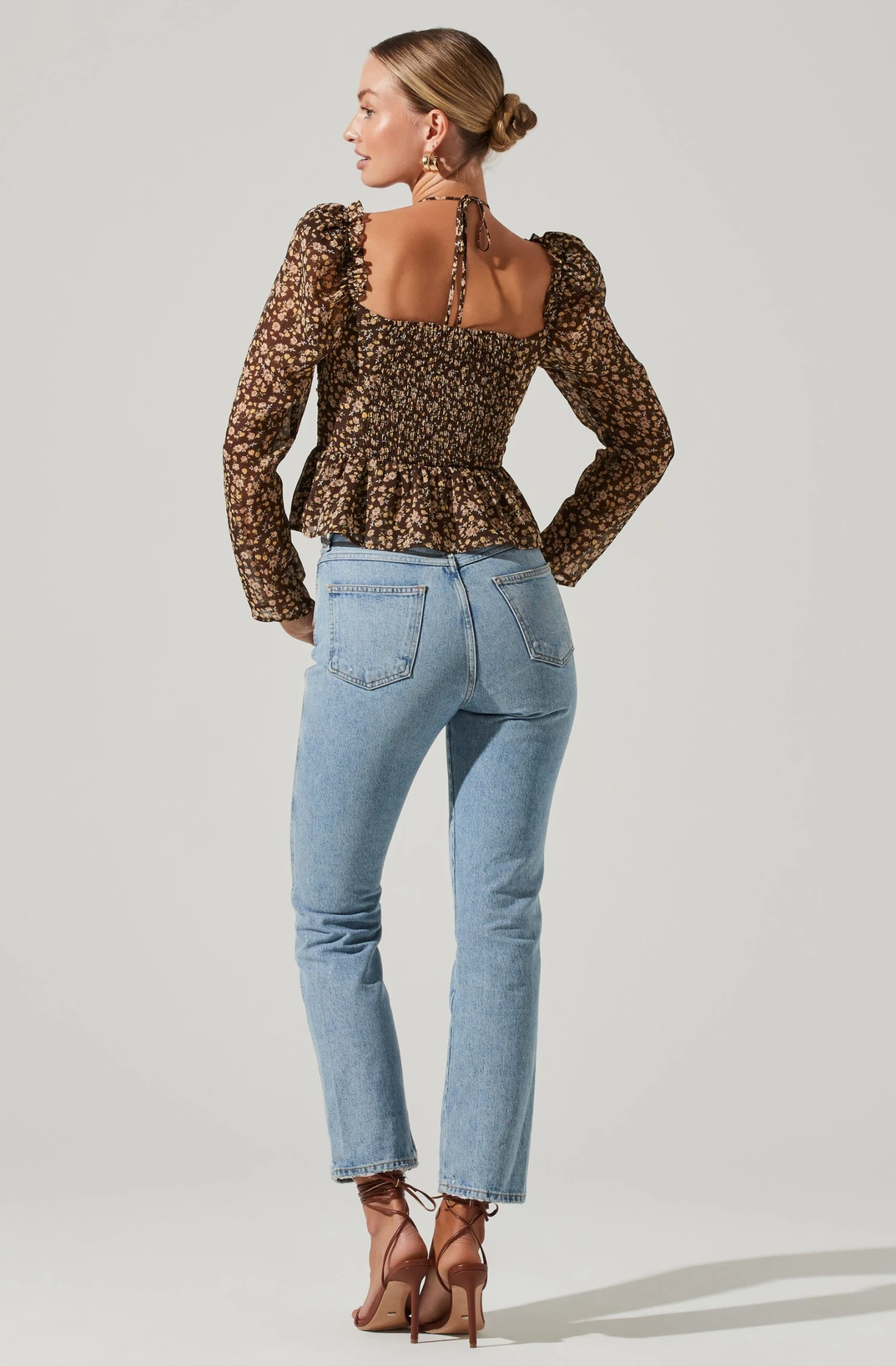 Toni Ruched Halter Long Sleeve Peplum Top 4 Toni Ruched Halter Long Sleeve Peplum Top - Image 4