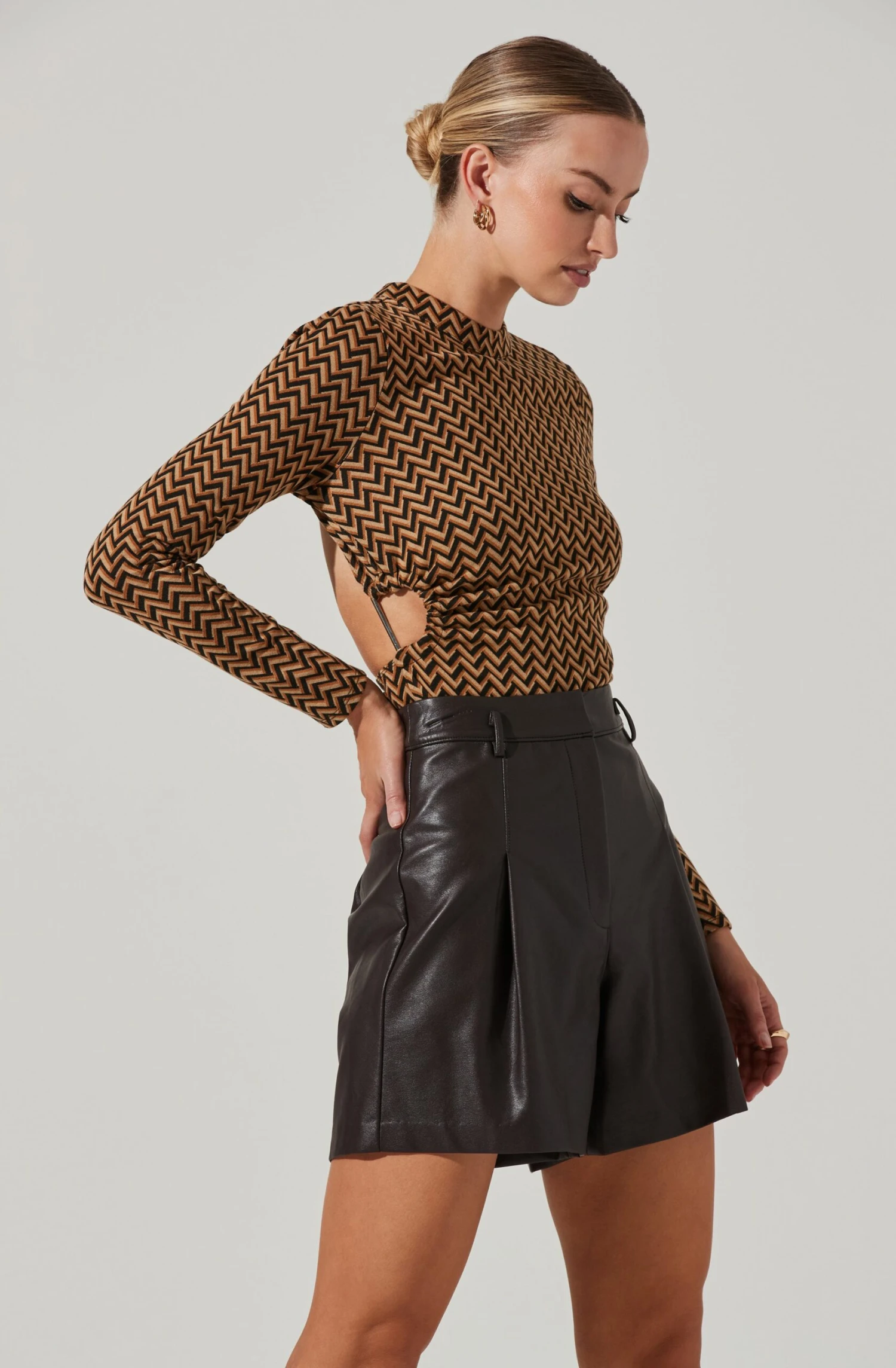 Capree Chevron Open Back Long Sleeve Bodysuit 3 Capree Chevron Open Back Long Sleeve Bodysuit - Image 3