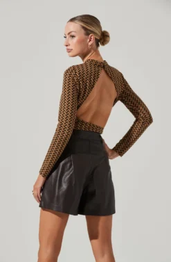 Capree Chevron Open Back Long Sleeve Bodysuit 13 Capree Chevron Open Back Long Sleeve Bodysuit -Larana Style Shop ACT17343 MUSTARDMULTICHEVRON 14801 scaled