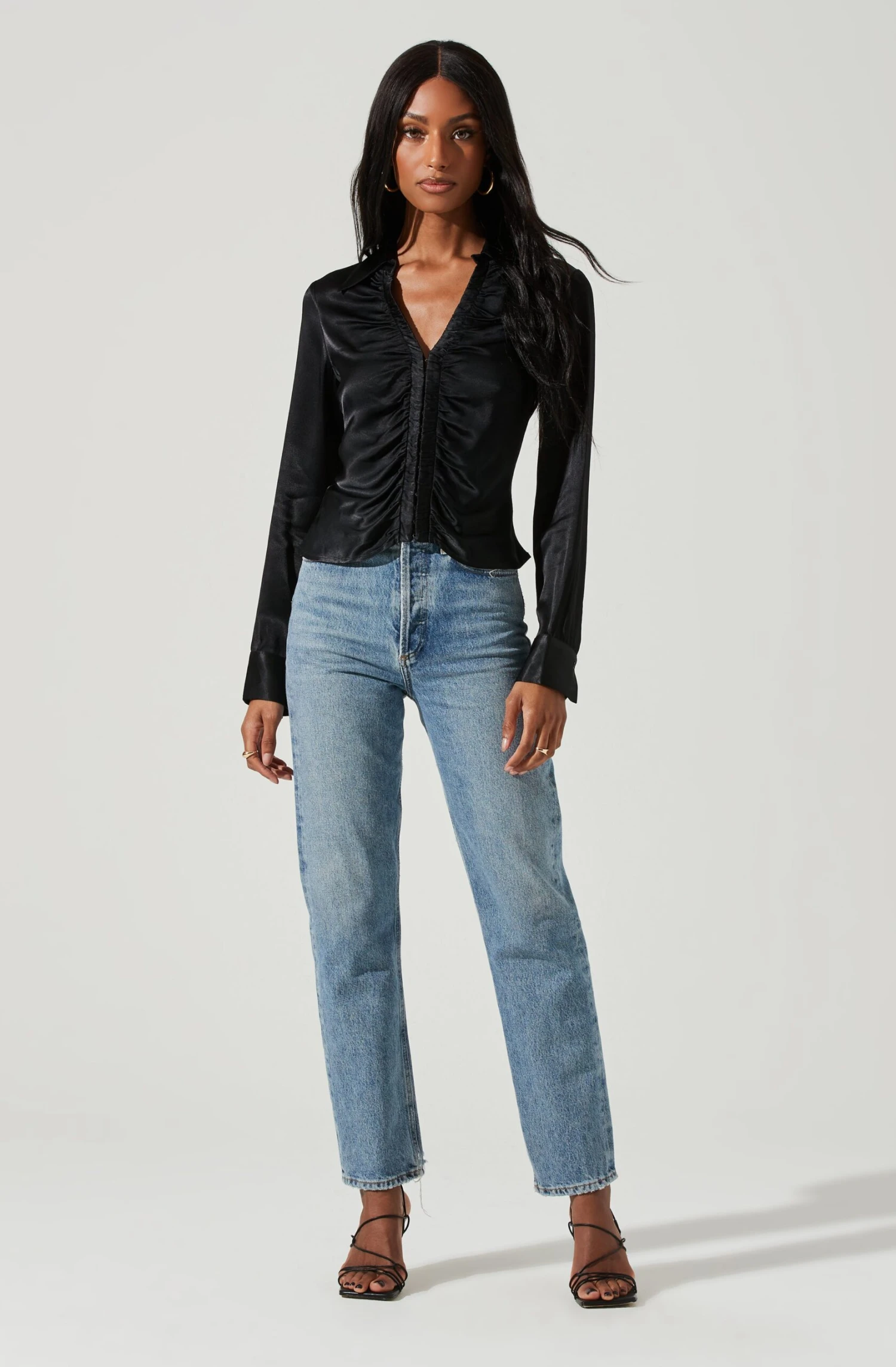 Shannon Satin Ruched Long Sleeve Top 8 Shannon Satin Ruched Long Sleeve Top - Image 8