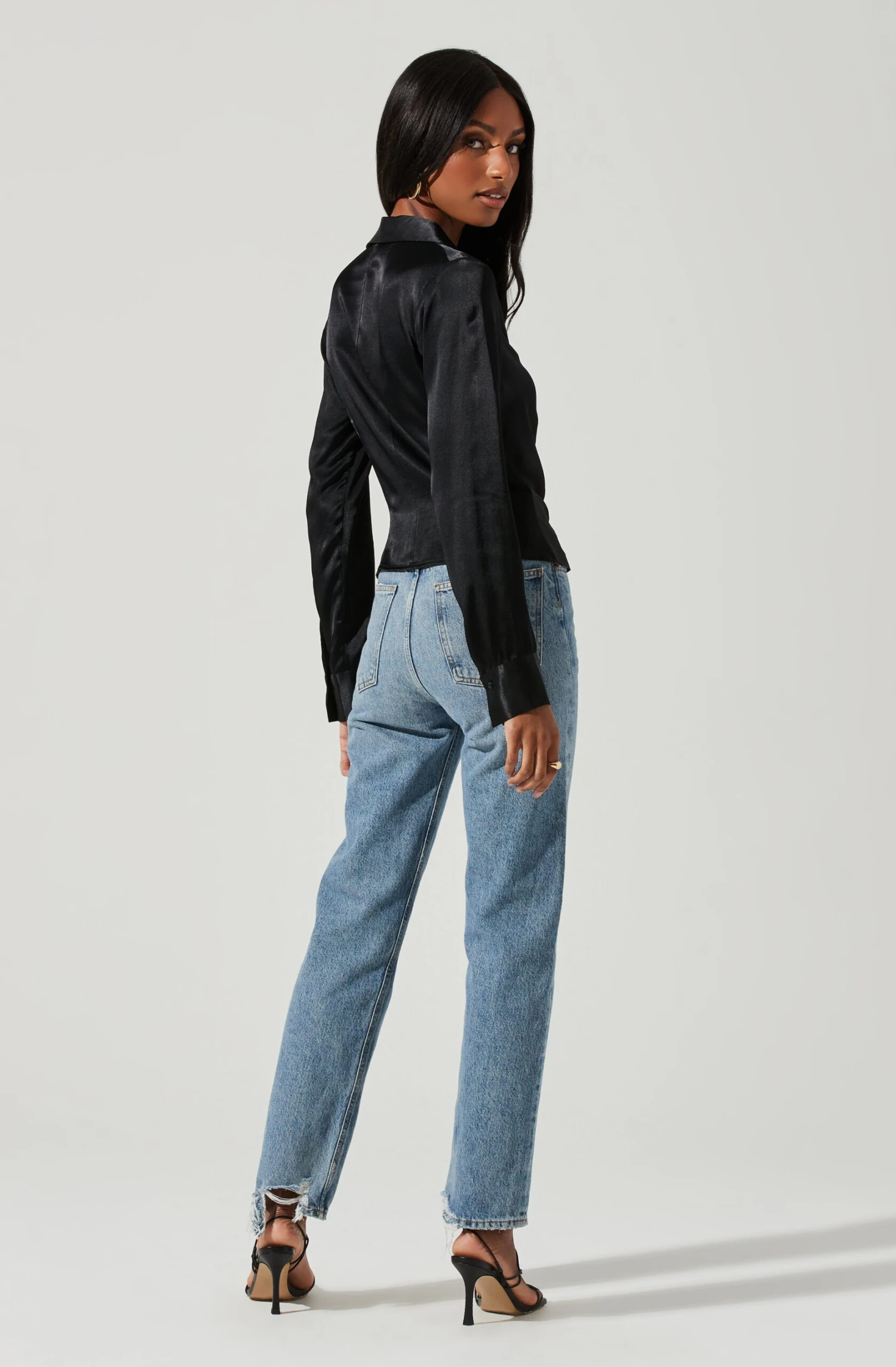 Shannon Satin Ruched Long Sleeve Top 11 Shannon Satin Ruched Long Sleeve Top - Image 11