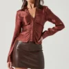 Shannon Satin Ruched Long Sleeve Top