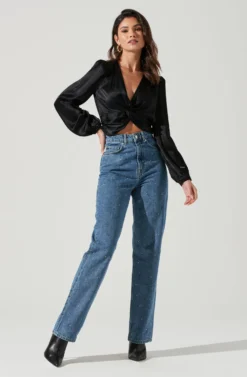 Nix Twist Front Long Sleeve Top -Larana Style Shop ACT17381 BLACK 1098 scaled